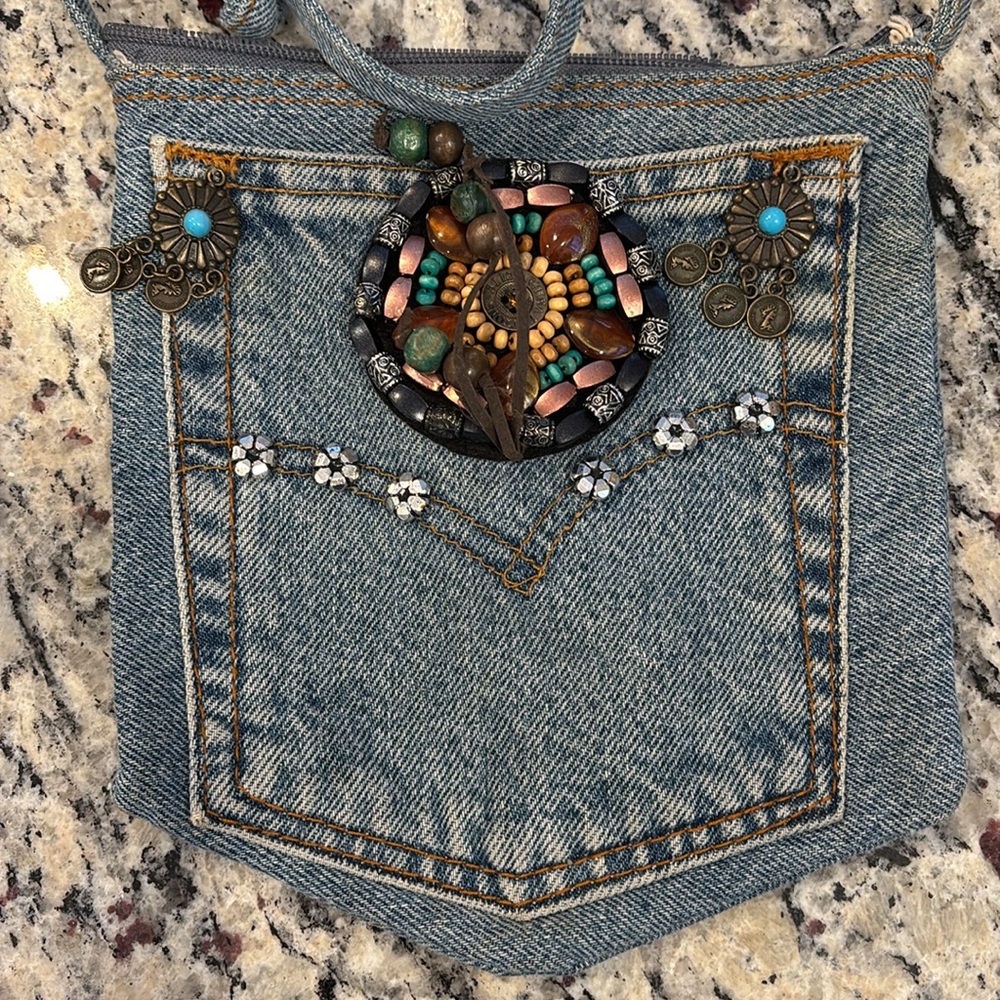 Levi’s repurposed custom boho denim crossbody bag